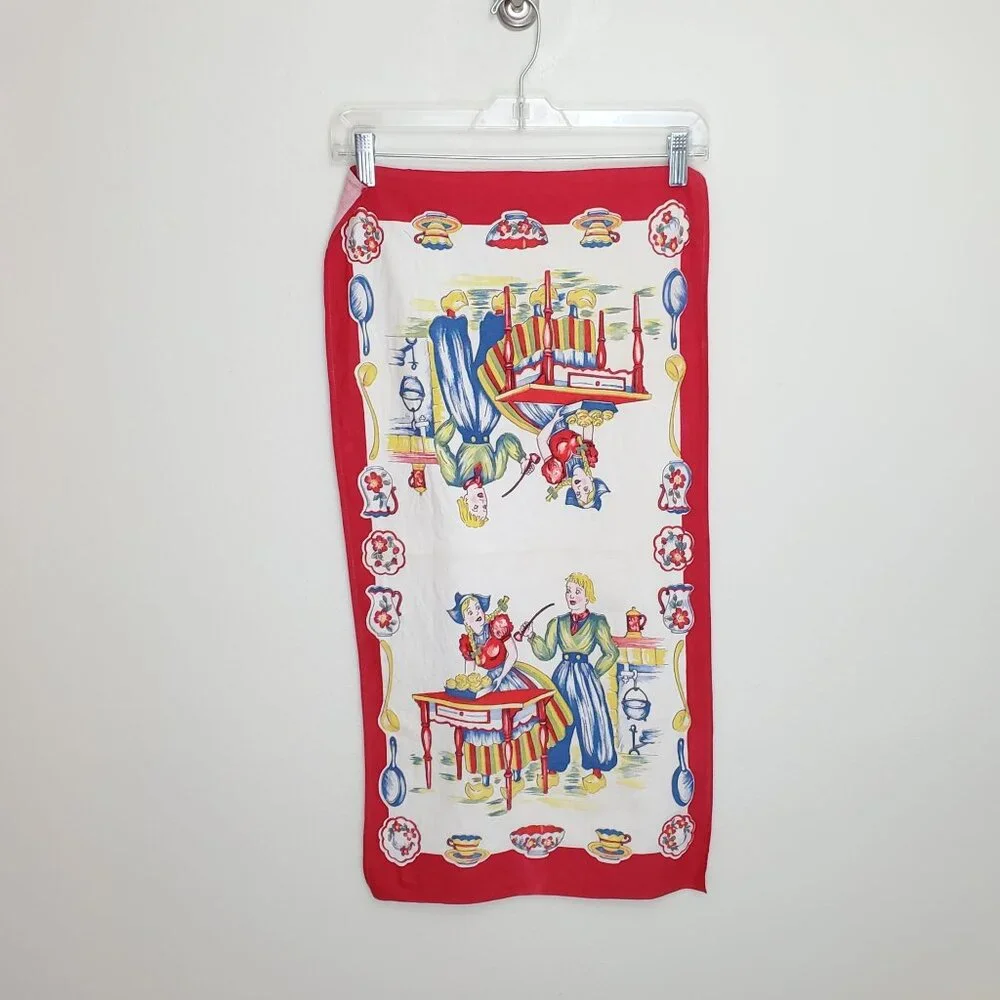 Dutch linen fold over tea towel, Dutch couple